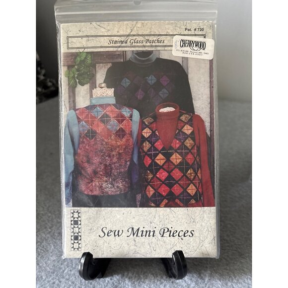 Sew Mini Pieces Stained Glass Patches Pattern #720 by Cherrywood Vests Sweatshir - Picture 1 of 6